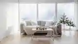 Scandinavian Living Room with Wood and Wool Texture
