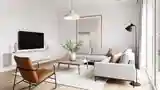 Skandynawski Salon z Drewnem i Skórą