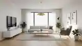 Skandynawski Salon z Drewnem i Białym