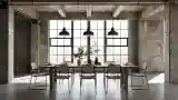 Industrial Dining Room with Raw Concrete