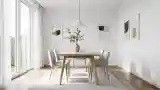 Scandinavian Dining Room with Wood and Line