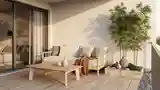 Terasa Japandi z drewnem i bambusem