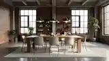 Elegancki Loft Jadalnia z Cegłą