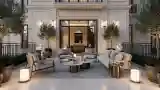 Elegancka tarasowa sala w nocy