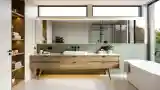 Minimalist Bathroom with Wood Accents