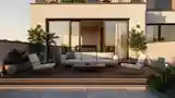 Wysoki Loft Terrace z Drewnem i Srebrnymi Metalami