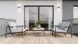 Minimalist Terrace with Wood Flooring