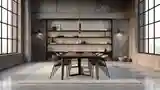 Loft Jadalnia z Cegłą i Betonem