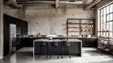 Industriальная Kuchnia z Betonem i Stalą
