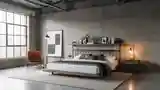 Industrial Loft Bedroom with Concrete Walls