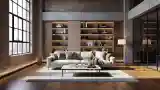Loft Living Room with Brick and Wood