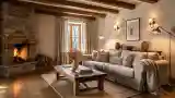 Cozy Rustic Living Room with Fireplace