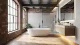 Łazienka Loft z Cegłą i Drewnem