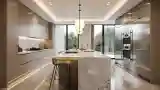 Marble Kitchen with Ambient Lighting