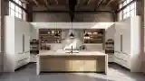 Industrial Kitchen with Wood and Marble