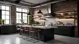 Industriальная Kuchnia z Cegłą i Stalą
