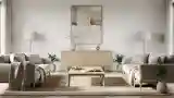 Living Room with Natural Textures and Warm Light