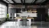 Industriальная Kuchnia z Drewnem