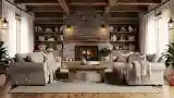Cozy Living Room with Stone Fireplace