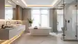 White Marble and Gold Luxury Bath