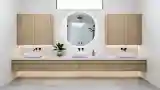 Minimalist Bathroom with Warm Wood