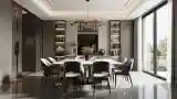 Luxurious Dining Room with Wood and Marble