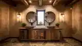 Rustic Bathroom with Stone and Wood
