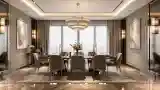 Glamorous Dining Room with Marble and Gold
