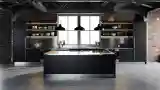 Industrial Kitchen with Dark Countertops