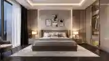 Luxury Master Bedroom with Herringbone Flooring