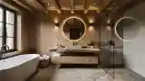 Luxury Bathroom with Wood and Stone
