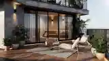 Concrete and Wood Terrace Lounge