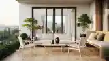 Terasa Japandi z drewnem i bambusem