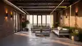 Industrial Terrace Lounge with Brick Walls