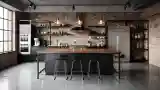 Industrial Kitchen with Wood and Brick