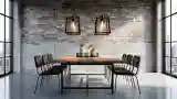 Elegancka sala jedzeniowa z cegłą
