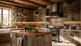 Luxurious Rustic Kitchen with Wood and Stone