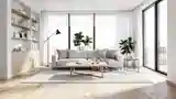 Scandinavian Living Room with Wood and White