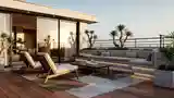 Mid Century Modern Terrace with Wood and Concrete