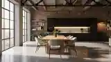 Industrial Kitchen with Brick and Wood