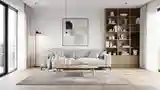 Scandinavian Living Room with Warm Wood and Silver Accents