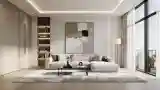 Modern Lounge with Warm Wood and Dark Accents