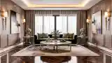 Gilded Living Room with Velvet Sofa