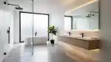 Minimalist Bathroom with Concrete and Wood