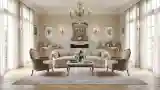 Sofa w sali z kryształowym żyrandolem