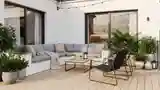 Scandinavian Terrace with Wood Flooring
