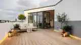 Scandinavian Terrace with Wood Flooring