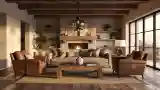 Rustic Living Room with Stone Fireplace