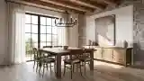 Rustic Dining Room with Stone Walls