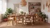 Elegancka Jadalnia z Drewnem i Keramiką